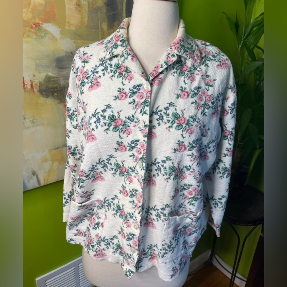 100% cotton floral button up jacket
